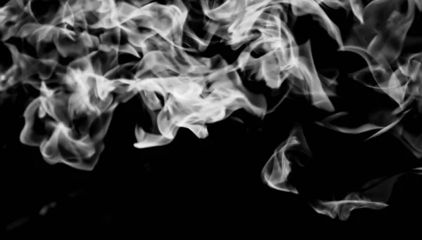 White Smoke Flame Black Background — Stock Photo, Image