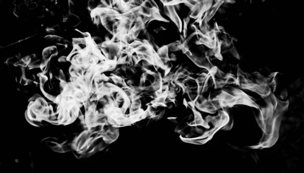 White Smoke Flame Black Background — Stock Photo, Image