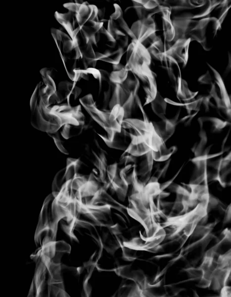 Fekete Alapon Fehér Füst Tűz — Stock Fotó