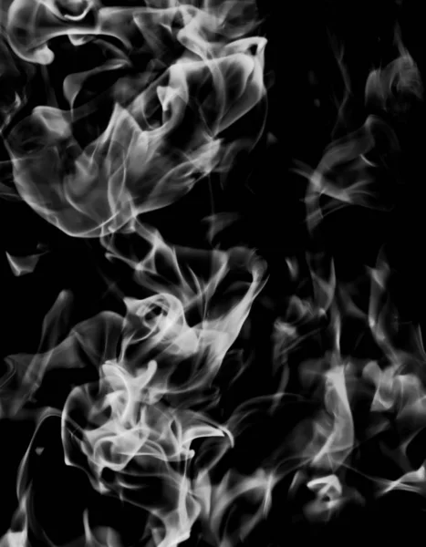 Белый Дым Пламя Черном Фоне — стоковое фото