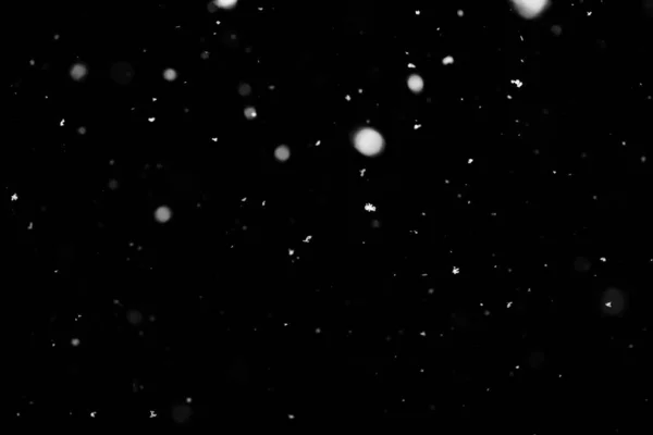 Sneeuwstorm Textuur Bokeh Lichten Zwarte Achtergrond Shot Van Sneeuw Lucht — Stockfoto