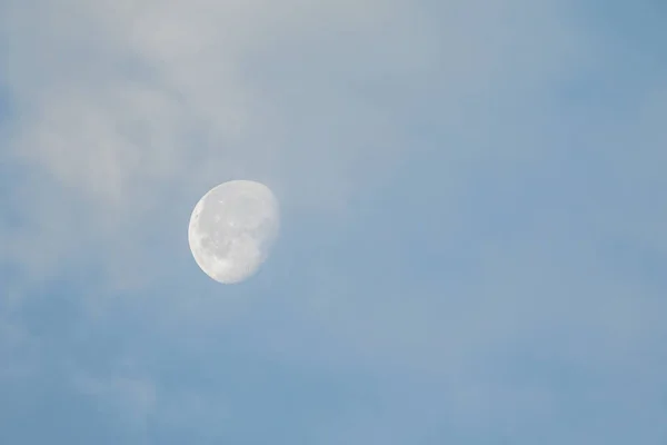 beautiful view of moon on blue sky