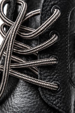 deri ayakkabı bağcıkları yakın çekim