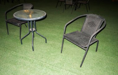 Açık havada eski görünümü iç kafe sandalye