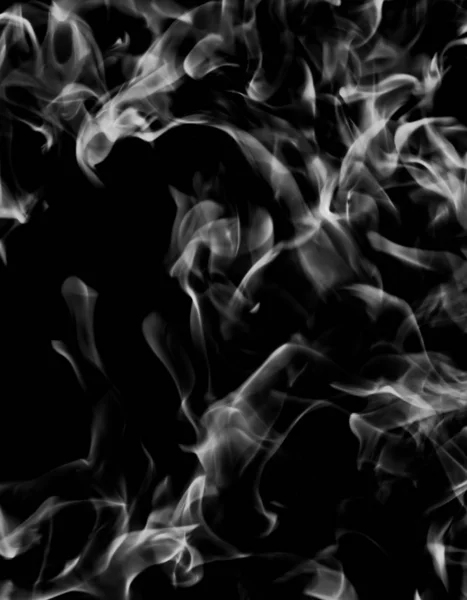 White Smoke Flame Black Background — Stock Photo, Image