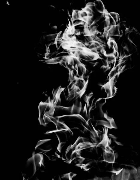 Biały Dym Płomień Czarnym Tle — Zdjęcie stockowe