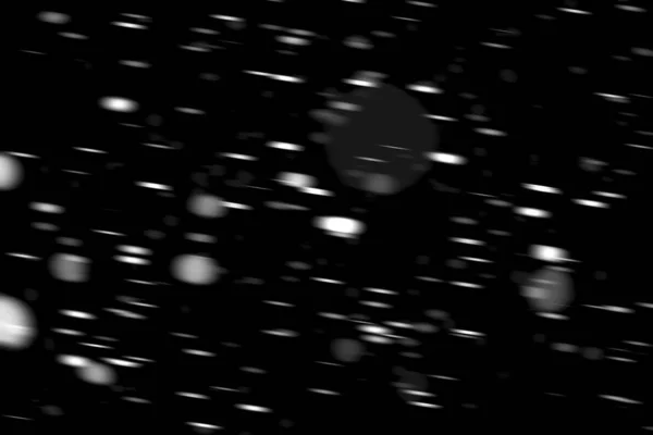Weiße Punkte Schnee Bewegung Auf Schwarzem Hintergrund Verschwommen — Stockfoto