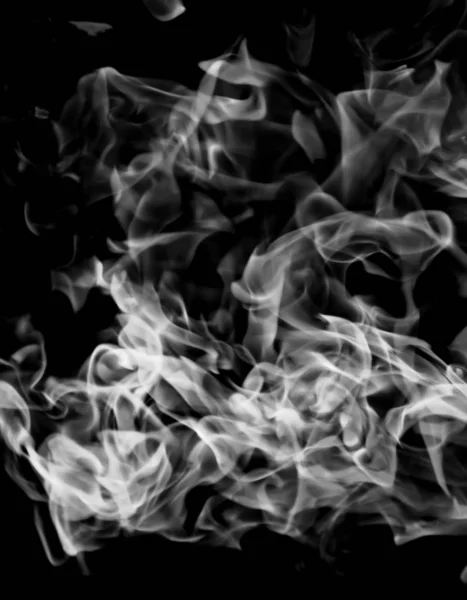 White Smoke Flame Black Background — Stock Photo, Image