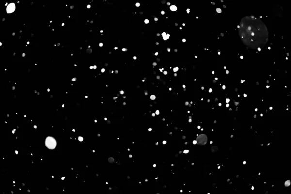 White Dots Black Snow Bokeh Background — Stock Photo, Image