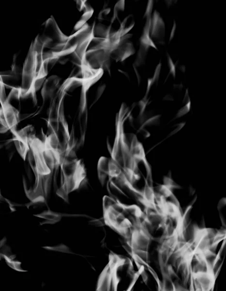 Flamme Fumée Blanche Sur Fond Noir — Photo