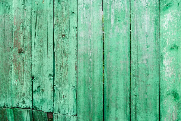 Old Wooden Fence Background Green Paint — Stock Photo, Image