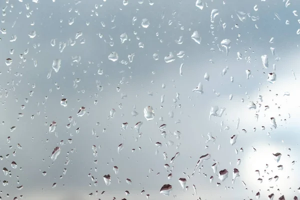 Gouttes Pluie Sur Fond Ciel Verre — Photo