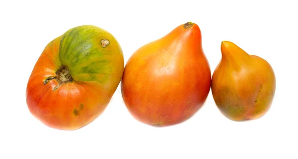 Nahaufnahme Von Frischen Reifen Tomaten Isoliert Auf Weißem Hintergrund — Stockfoto