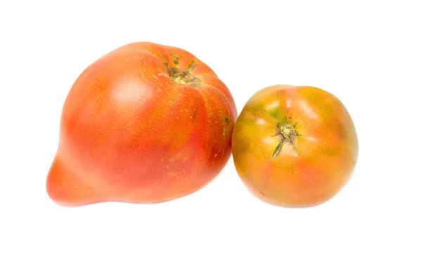 Nahaufnahme Von Frischen Reifen Tomaten Isoliert Auf Weißem Hintergrund — Stockfoto