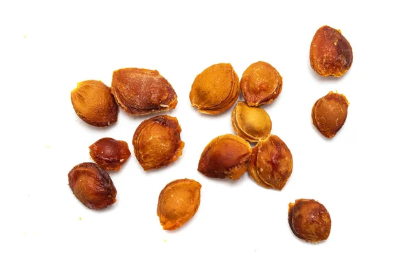 Aprikosenknochen Auf Weißem Hintergrund — Stockfoto