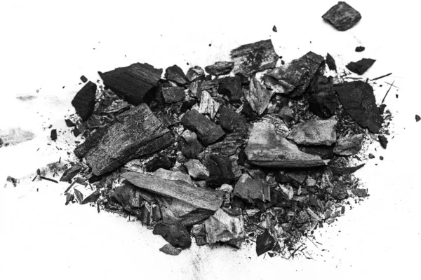 Czarnego Pyłu Proszku Węgla Drzewnego Białym Tle — Zdjęcie stockowe