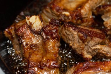 ızgara et closeup parçaları