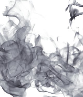 Beyaz bir arka plan üzerinde siyah alev duman