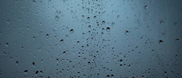 Drops Rain Glass View Street Blurred — Stock Photo, Image