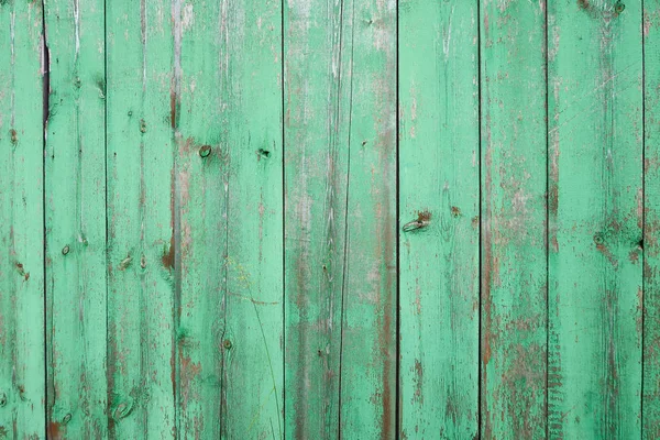 Old Wooden Fence Background Green Paint — Stock Photo, Image