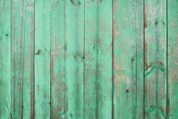 Old Wooden Fence Background Green Paint — Stock Photo, Image