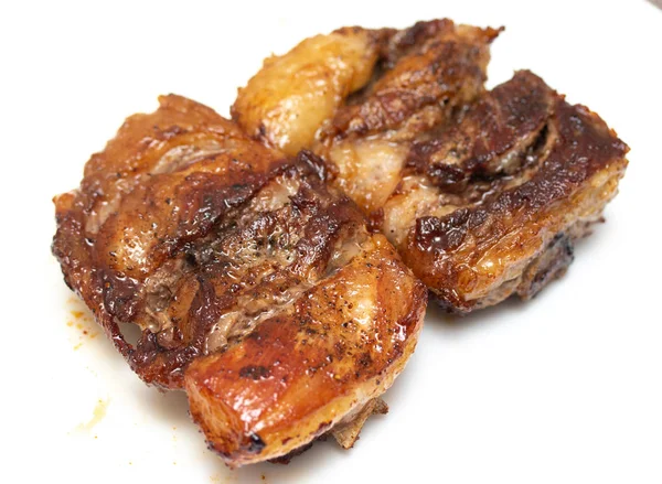 Pieces Grilled Meat Closeup — Stock Photo, Image