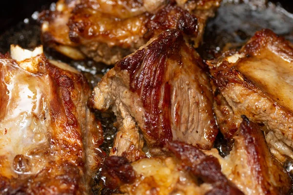 Pedaços Carne Grelhada Closeup — Fotografia de Stock