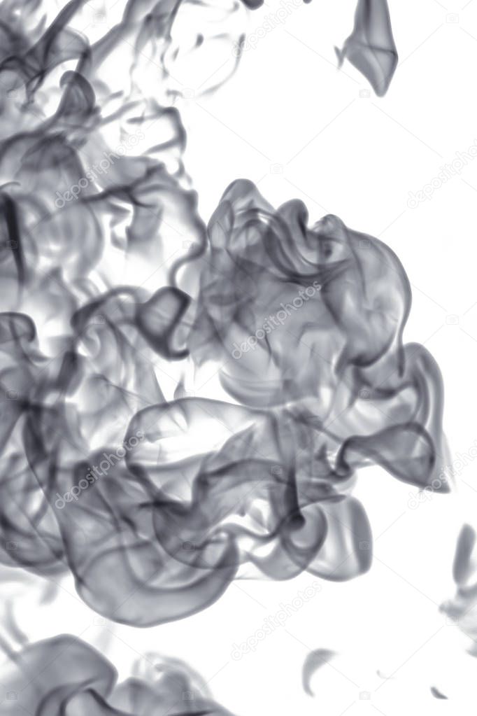 Black flame smoke on a white background