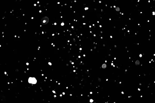 White Dots Black Snow Bokeh Background — Stock Photo, Image