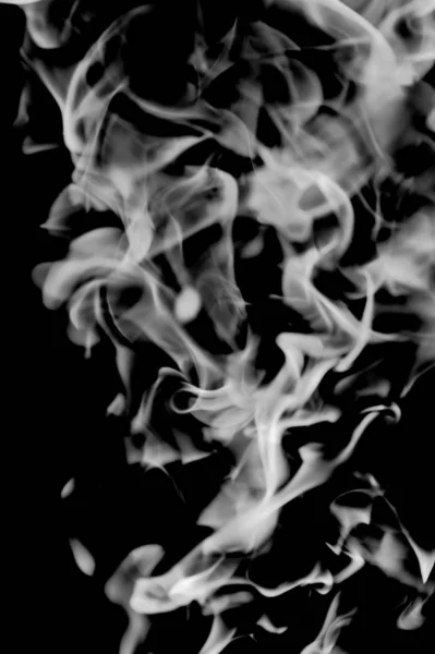 White Smoke Flame Black Background — Stock Photo, Image