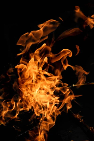 Fire Flames Black Background — Stock Photo, Image