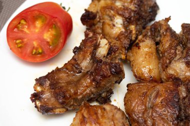 ızgara et closeup parçaları