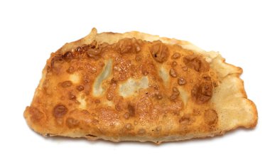 beyaz zemin üzerine etli kızarmış pies