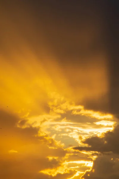 黄色の太陽光線夕焼け雲から — ストック写真