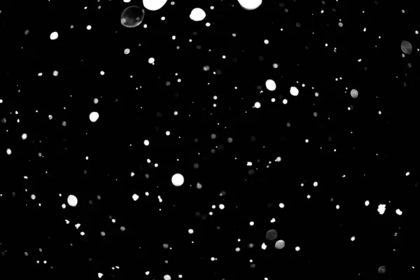 White Dots Black Snow Bokeh Background — Stock Photo, Image