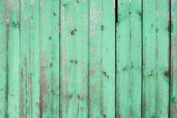 Old Wooden Fence Background Green Paint — Stock Photo, Image