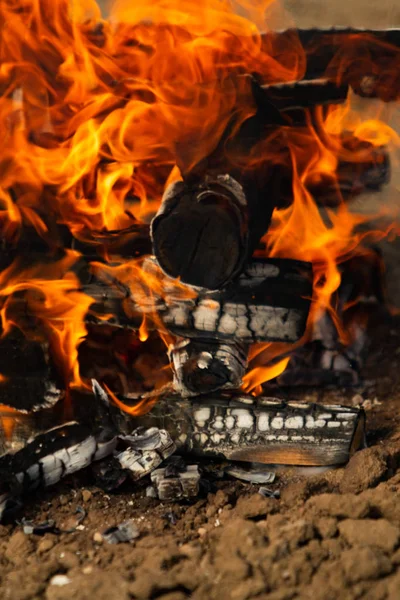 Firewood Close Fire — Stock Photo, Image