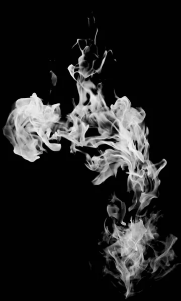 Chama Fumaça Branca Fundo Preto — Fotografia de Stock