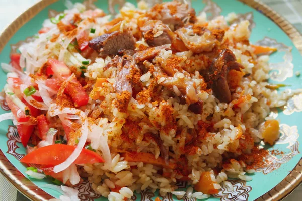 Nasi Dengan Daging Pilaf — Stok Foto