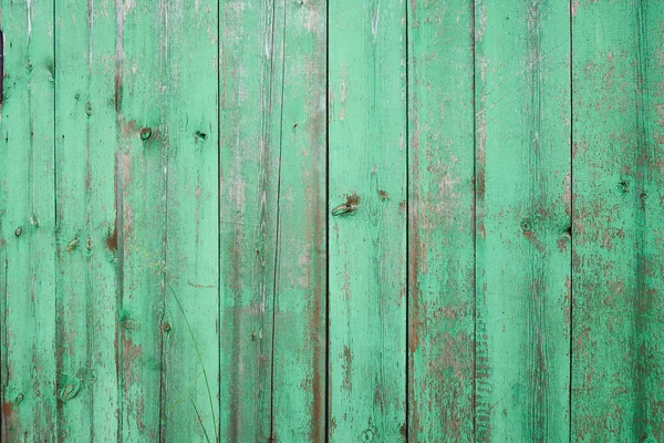 Oude Houten Hek Achtergrond Groene Verf — Stockfoto