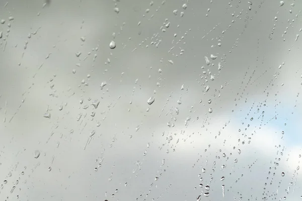 Krople Deszczu Tle Nieba Szkła — Zdjęcie stockowe