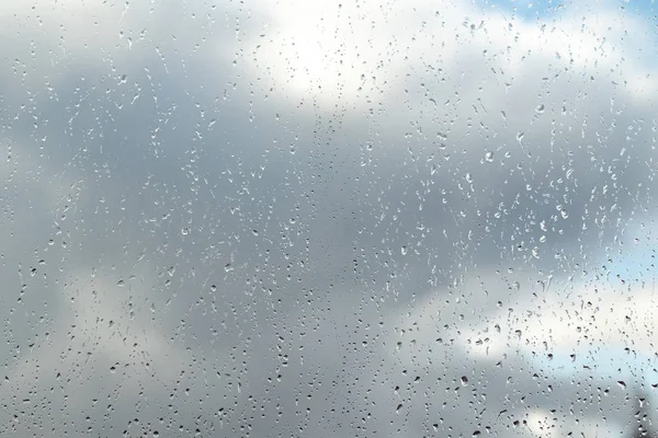 Gotas Lluvia Sobre Fondo Cristal Cielo —  Fotos de Stock