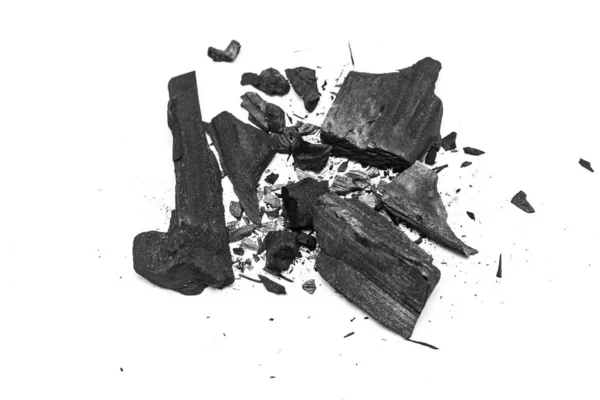 Siyah Toz Toz Beyaz Arka Plan Üzerinde Kömür — Stok fotoğraf