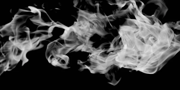 黑色背景上的白烟火焰 — 图库照片