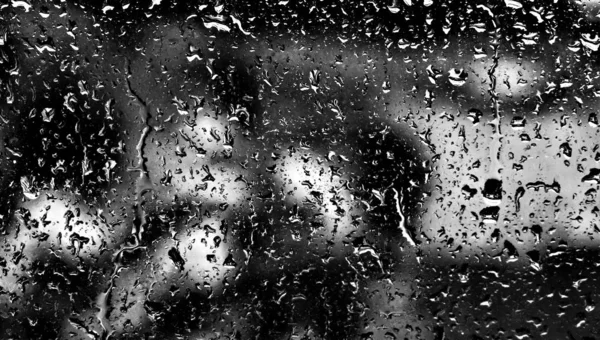 Regentropfen Auf Dem Glas Schwarz Weiß Foto — Stockfoto