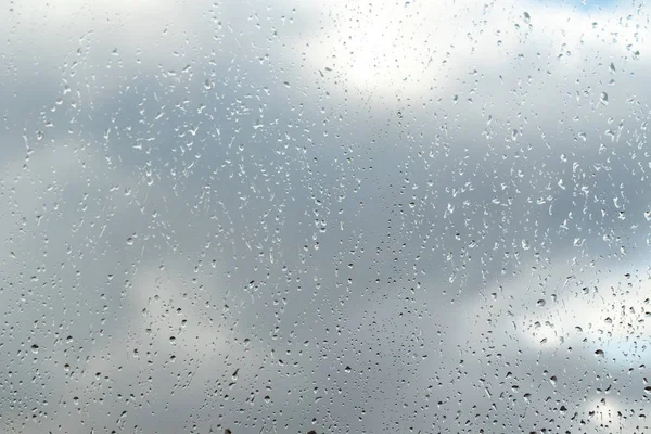 Dešťové Kapky Pozadí Oblohy Sklo — Stock fotografie
