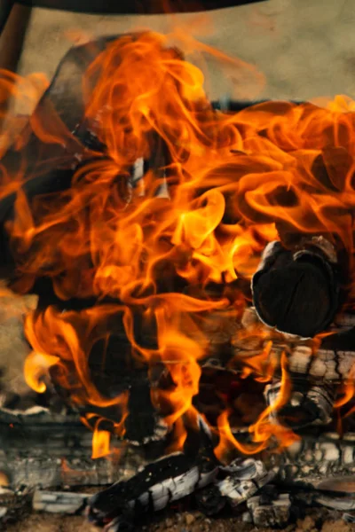 Firewood Close Fire — Stock Photo, Image