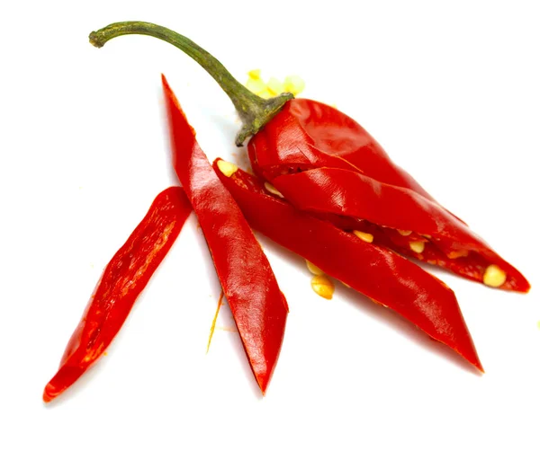 Rijpe Rode Chili Peper Witte Achtergrond — Stockfoto