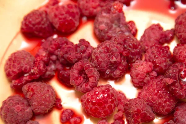 Himbeeren Einer Nahaufnahme Tasse — Stockfoto