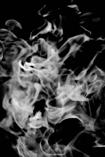 White Smoke Flame Black Background — Stock Photo, Image